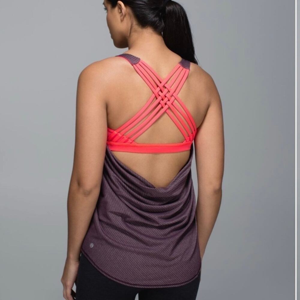 Lululemon Wild Tank Top Heathered Black Cherry / Electric Coral SZ 6
